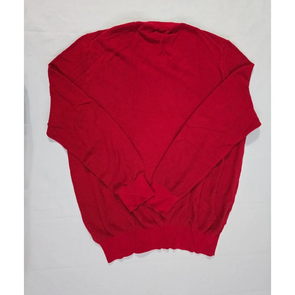 Polo Ralph Lauren Mens Red Pima Cotton Textured Crewneck Sweater Large L